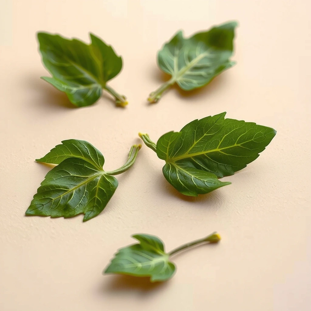 Zioła adaptogenne i liście na harmonijnym tle