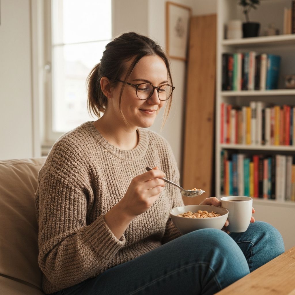 Person beim Frühstück