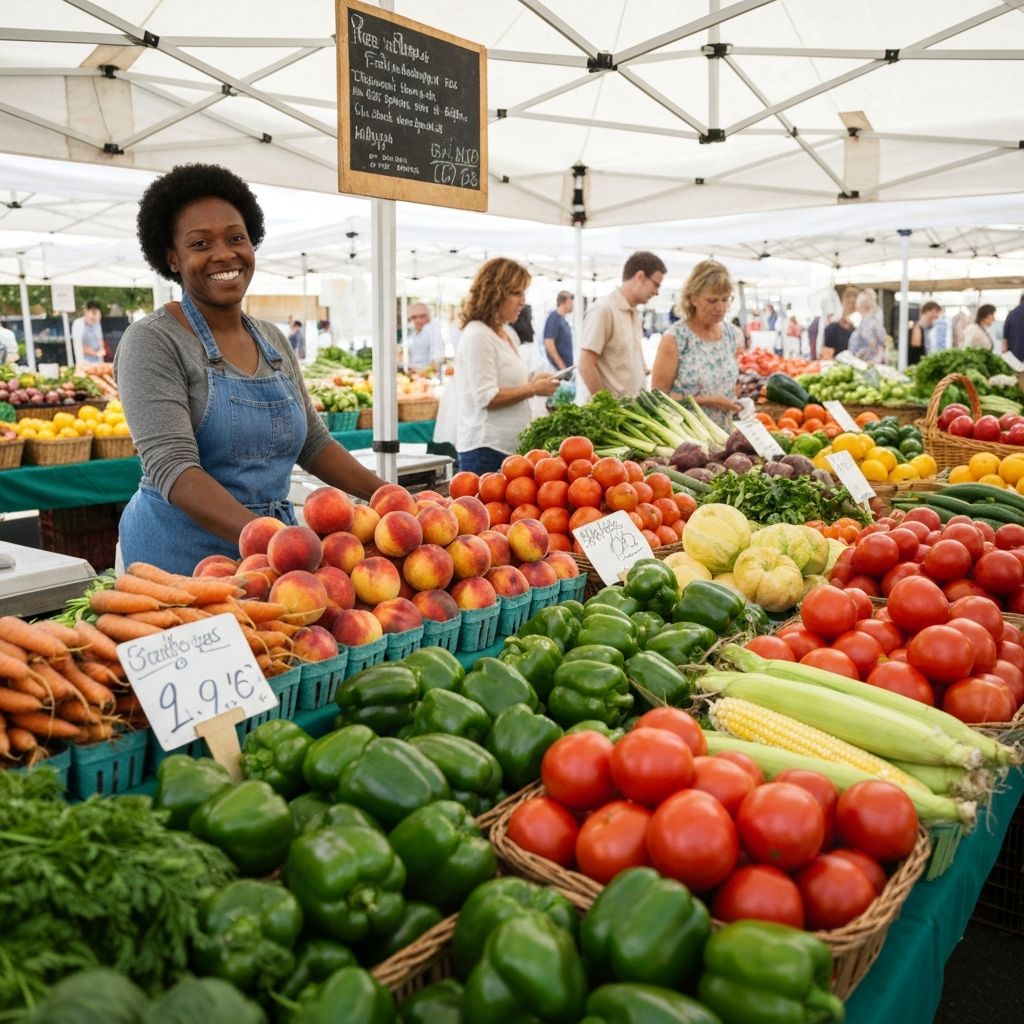 Frischer Markt mit Gemüse und Obst