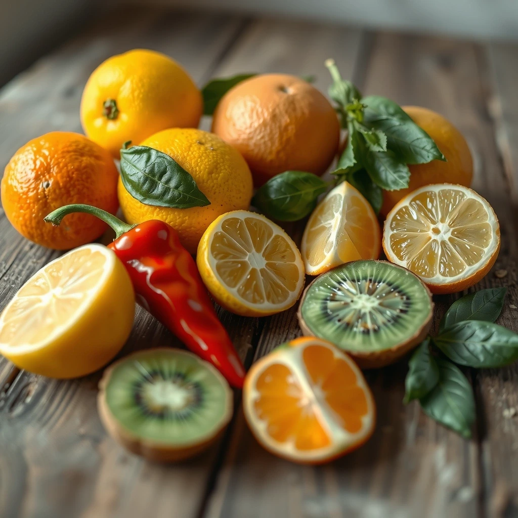 Świeże owoce cytrusowe i warzywa bogate w witaminy